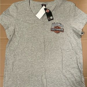 Harley Davidson Women’s V-Neck Gray Tee Shirt 2X Barnett El Paso Texas NWT